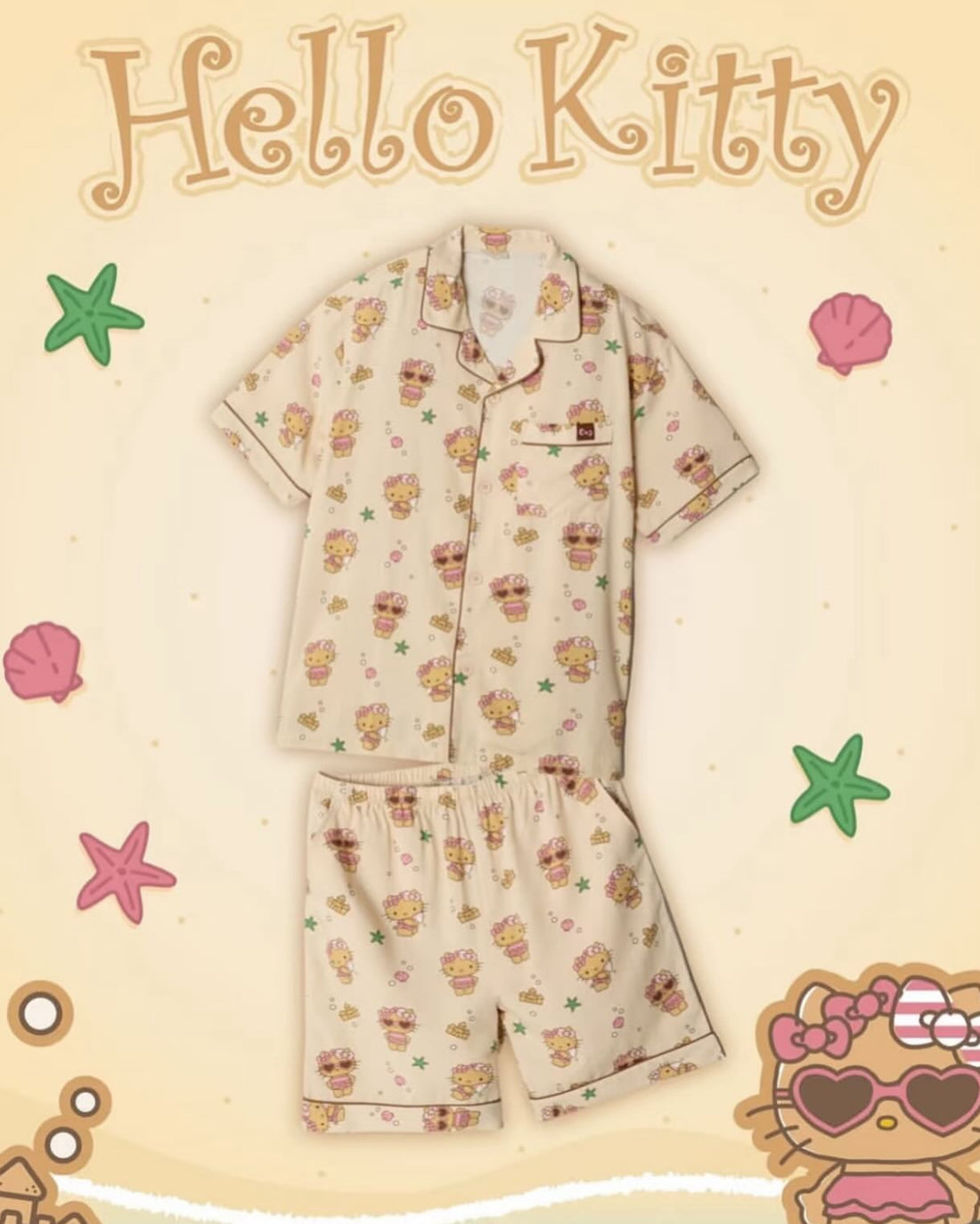 韓國 SPAO Sanrio Characters Short Sleeve Pajamas 曬燶 Hello Kitty【SP194】