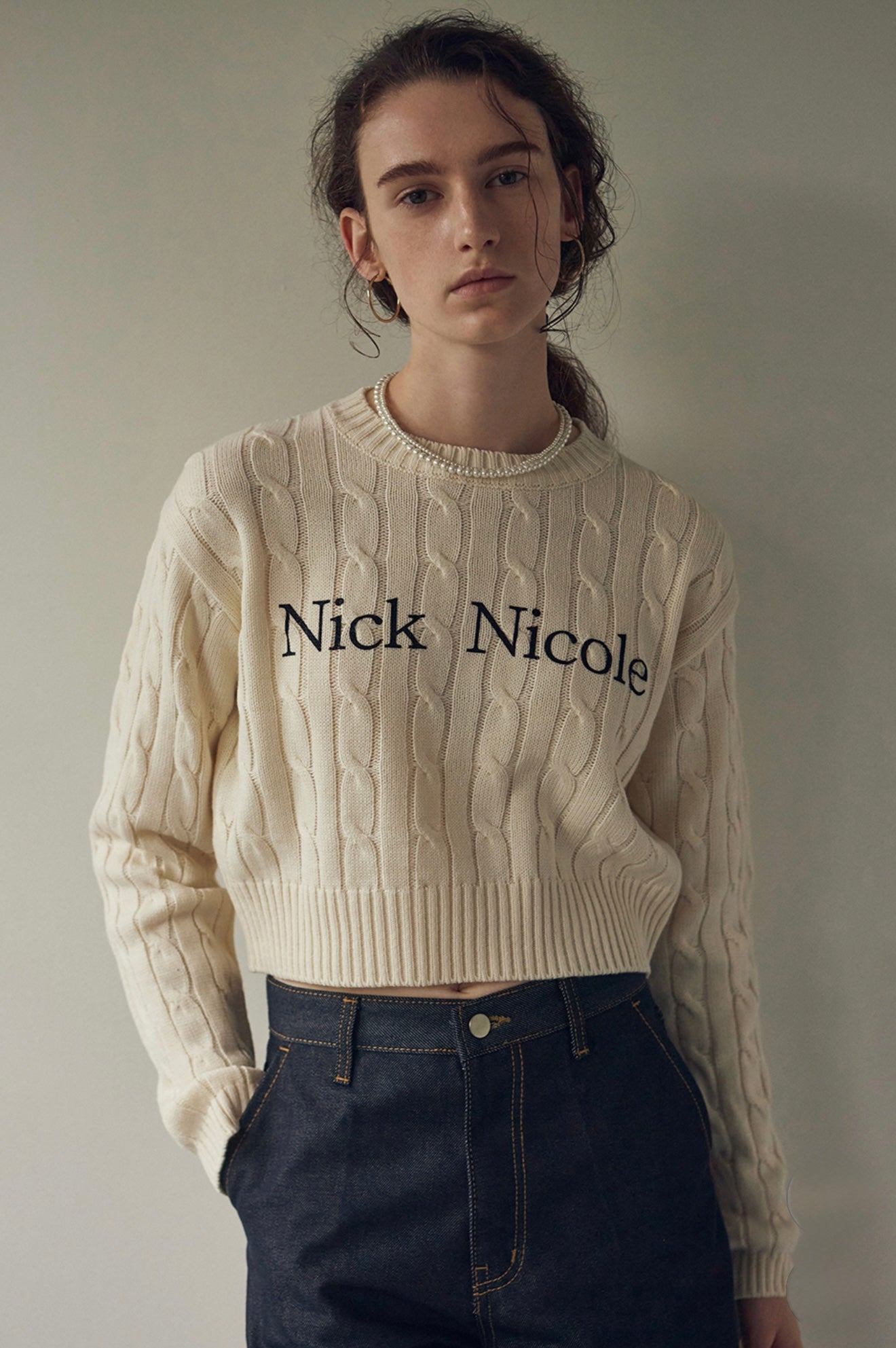 韓國 Nick Nicole Cable Crop Knit【NN006】
