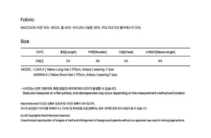 韓國 Mardi Mercredi Raccoon Blended Cardigan Round Neck【MM180】