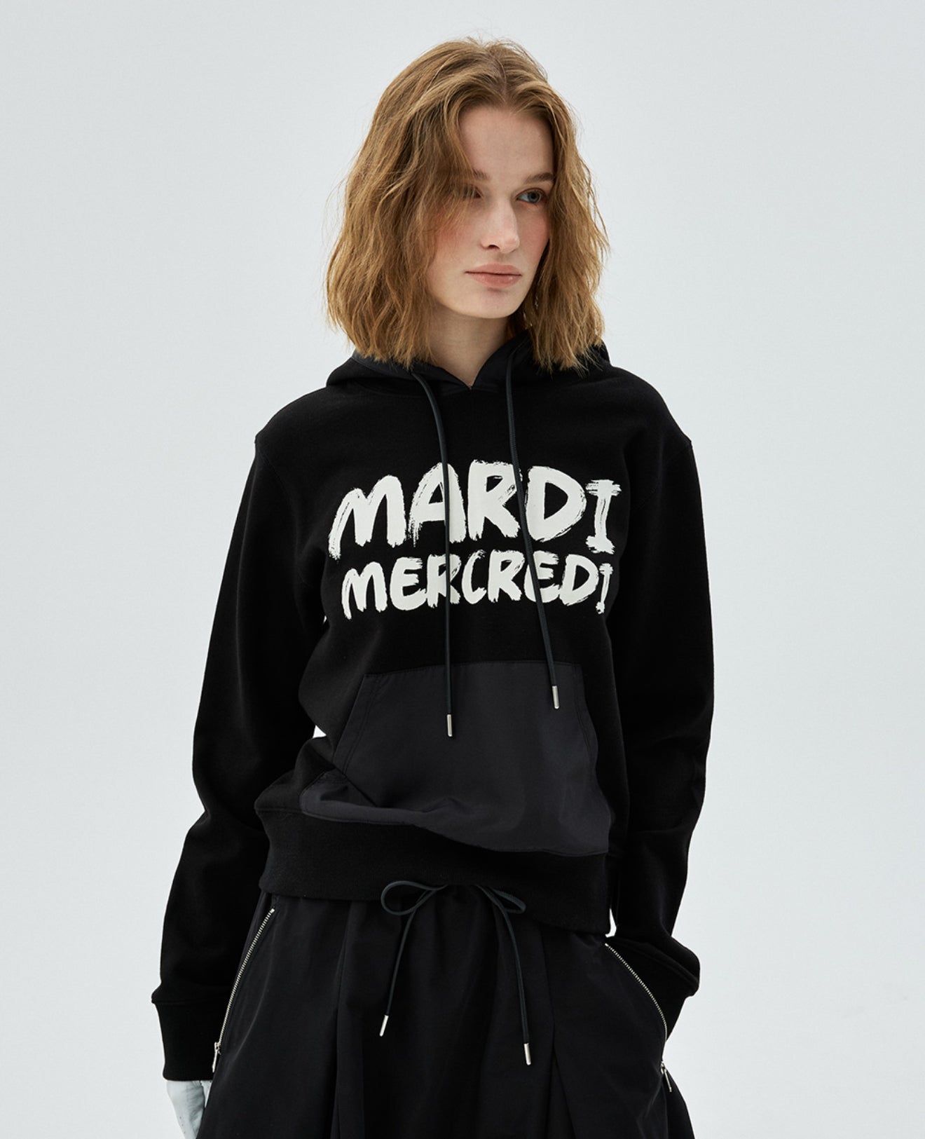 韓國 Mardi Mercredi [Actif] Brush Logo Contrast Hoodie【MM186】