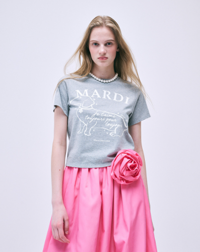 韓國 Mardi Mercredi SLIM TSHIRT SWING THE TAIL DDANJI FLOWER CHOKER