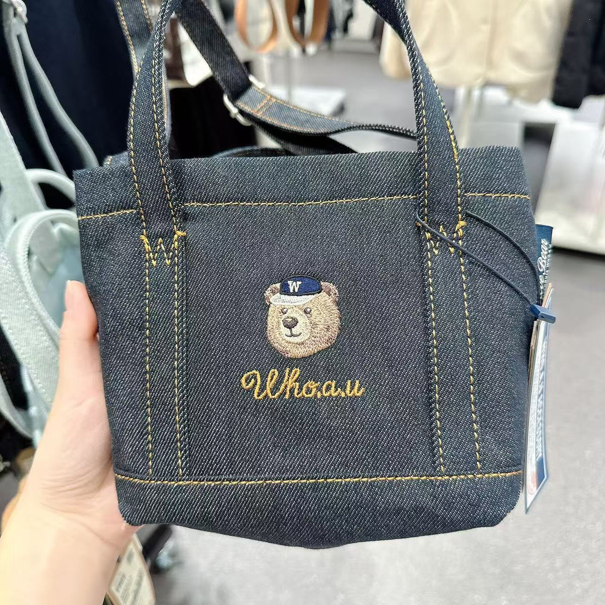 韓國 WhoAU Steve Denim Mini Tote Bag【WA301】