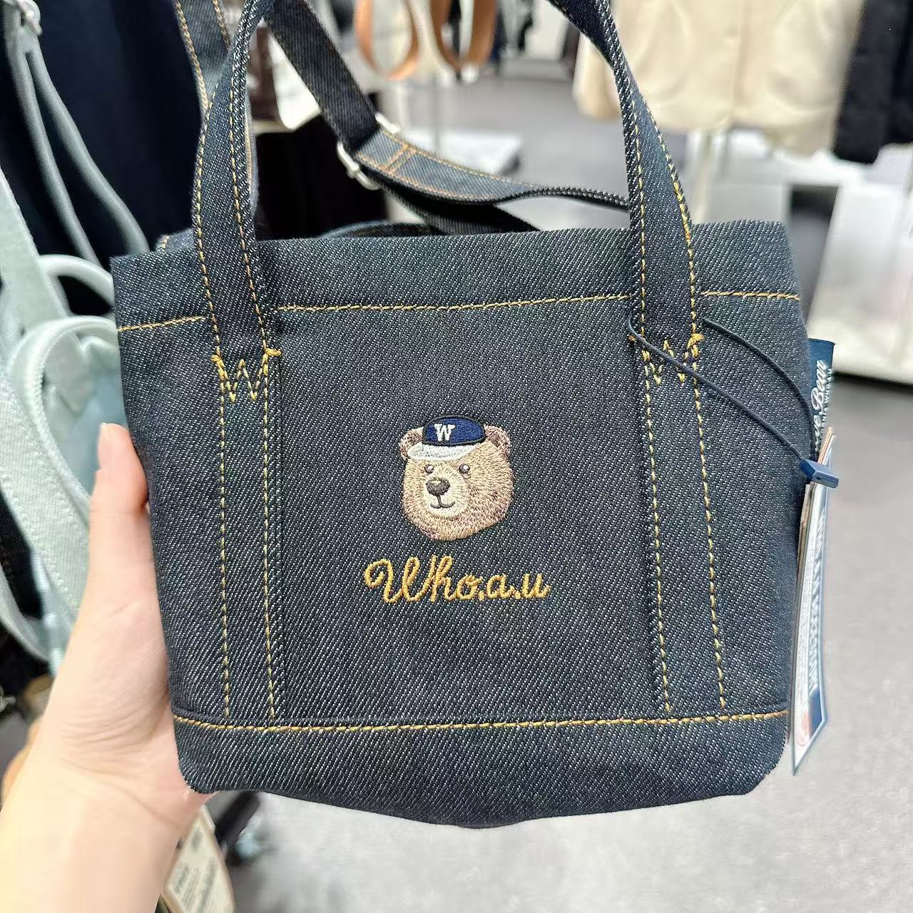 韓國 WhoAU Steve Denim Mini Tote Bag【WA301】