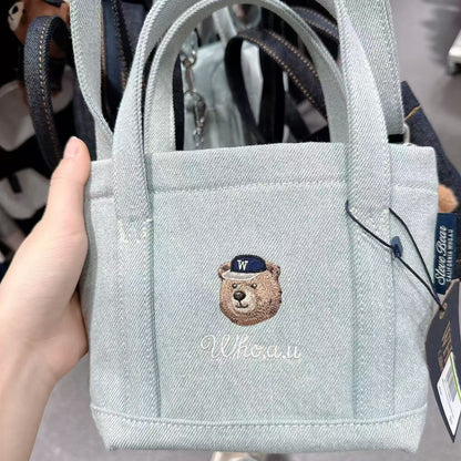 韓國 WhoAU Steve Denim Mini Tote Bag【WA301】