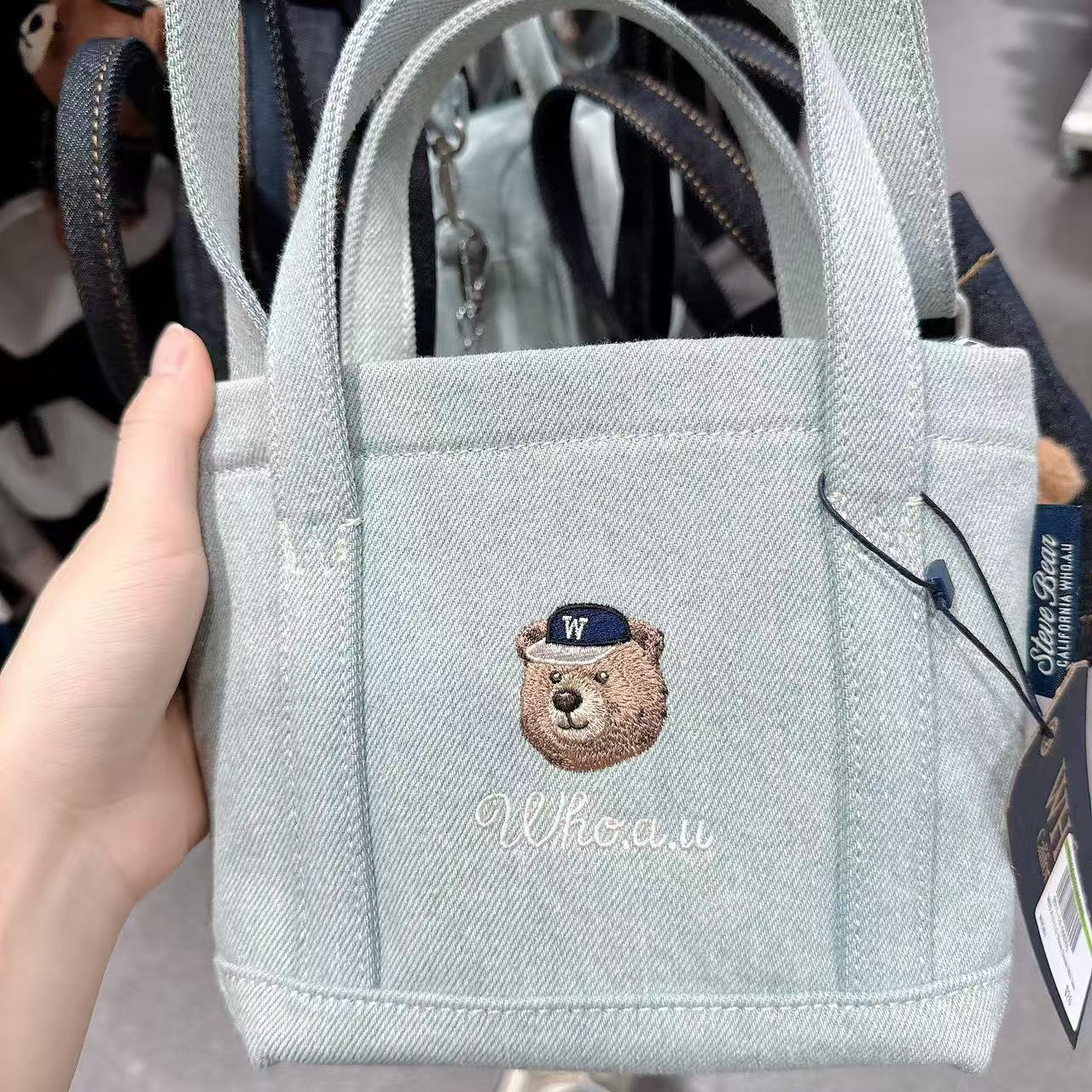 韓國 WhoAU Steve Denim Mini Tote Bag【WA301】