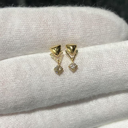 日本直送 閃耀V語 鑽石金耳釘【JS427】