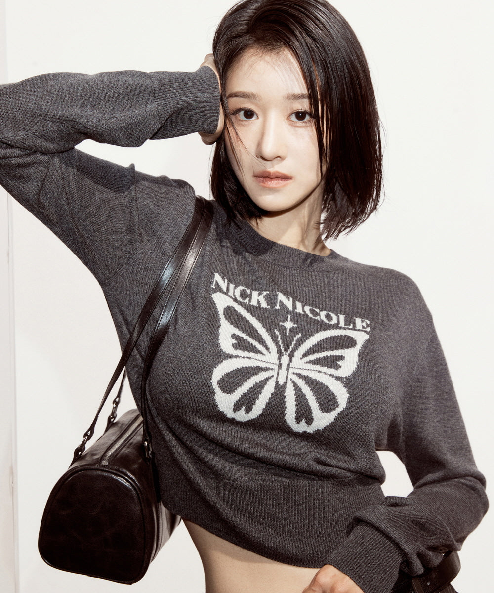 韓國 Nick Nicole Bold Butterfly Jaquard Knit【NK018】