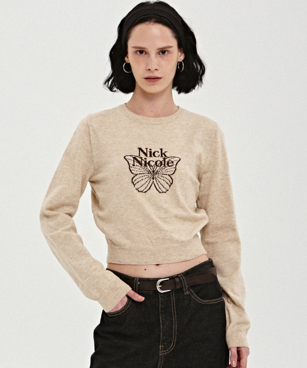 韓國 Nick Nicole Mini Butterfly Signature Sleeve Knit【NK019】