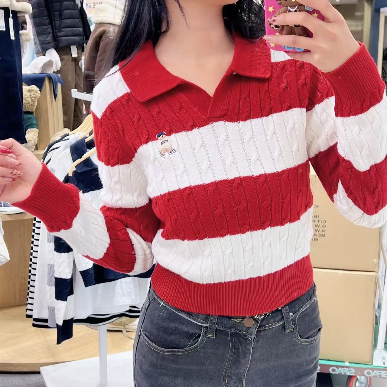 韓國 SPAO Cable Semi-Open Crop Sweater【SP211】
