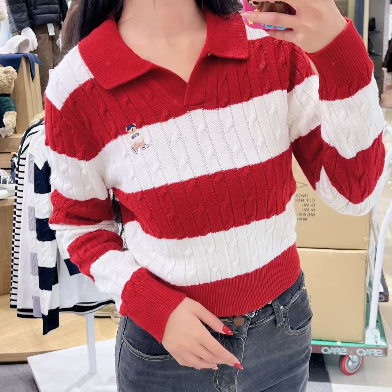 韓國 SPAO Cable Semi-Open Crop Sweater【SP211】