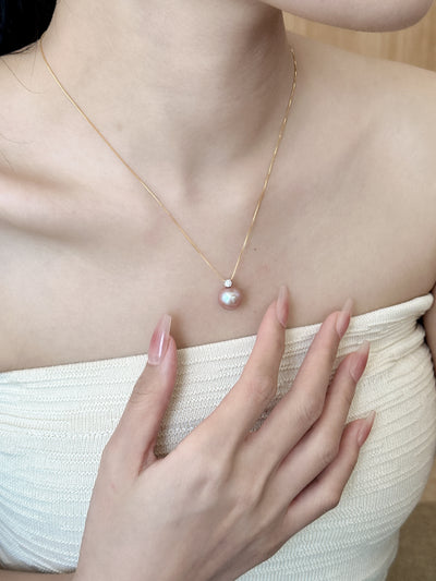 【現貨】18k金30分鑽石愛迪生珍珠吊墜【ST300】