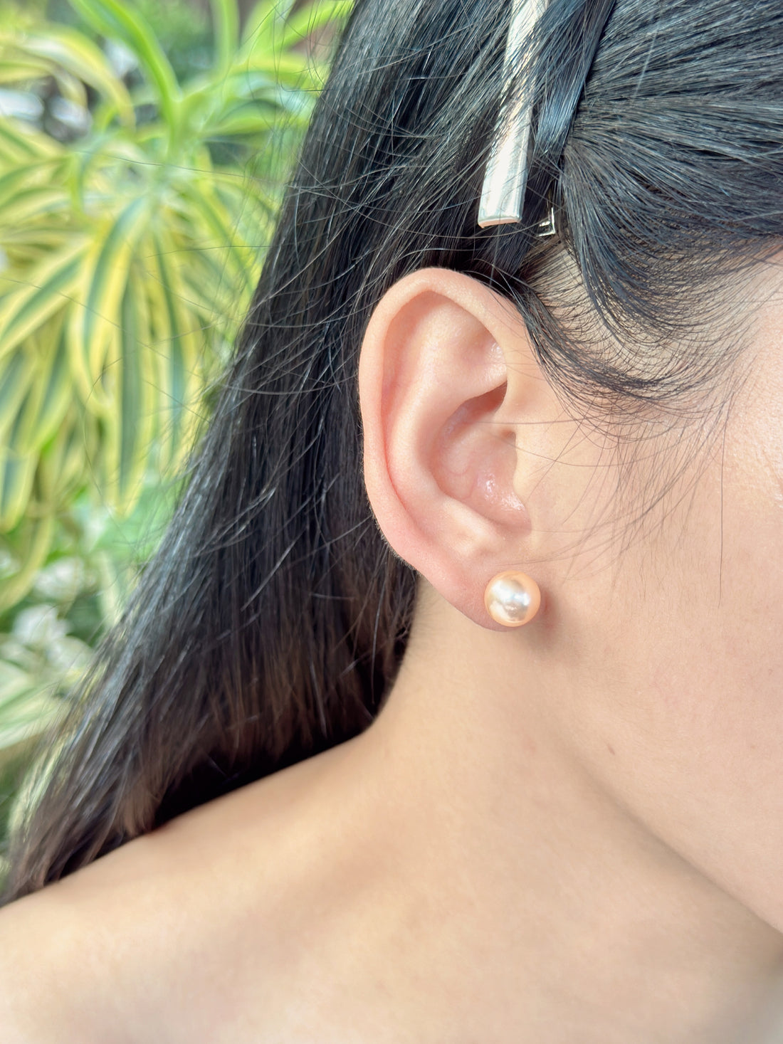 【現貨】926銀+彩色淡水單珠耳釘9-10mm【ST320】