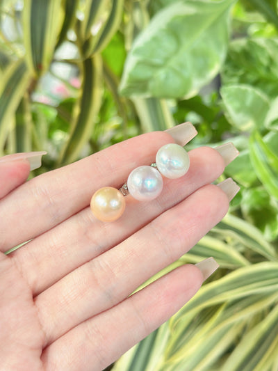 【現貨】925銀+淡水彩色大饅頭珠耳釘【ST324】