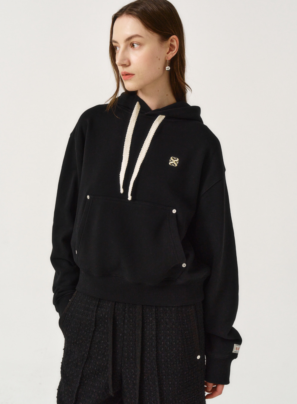 韓國 Satur (W) Classic Small Logo Rivet Hoodie【SA040】