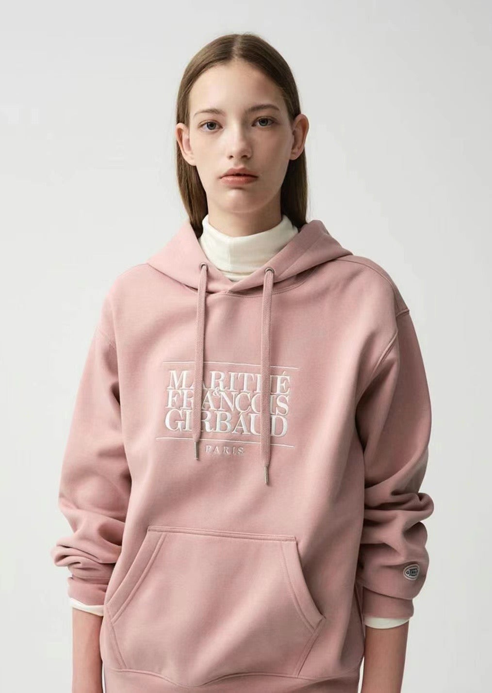 韓國 Marithe Francois Girbaud Classic Logo Embroidery Hoodie Brushed