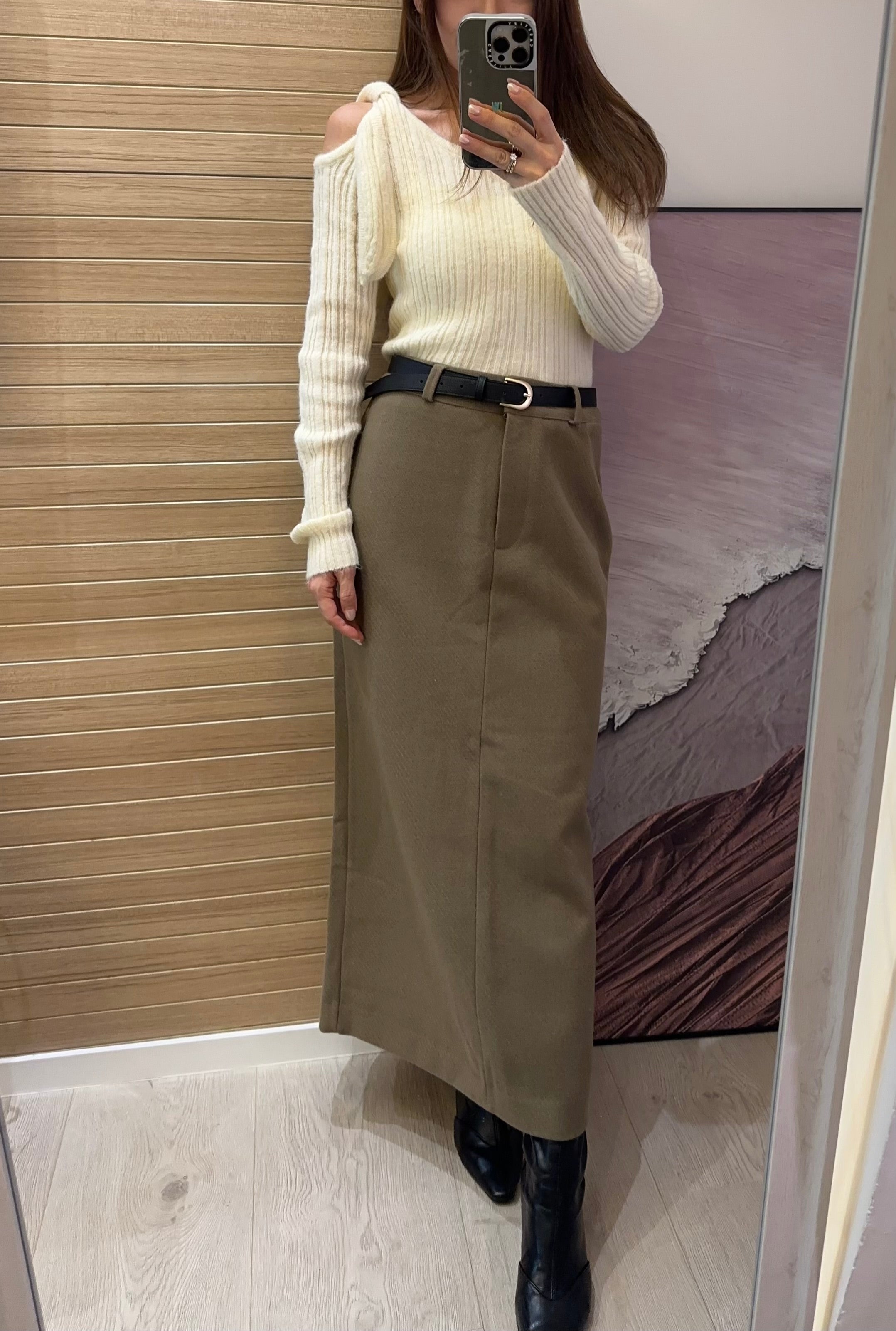 韓國直送 Winter essential midi skirt w/ belt