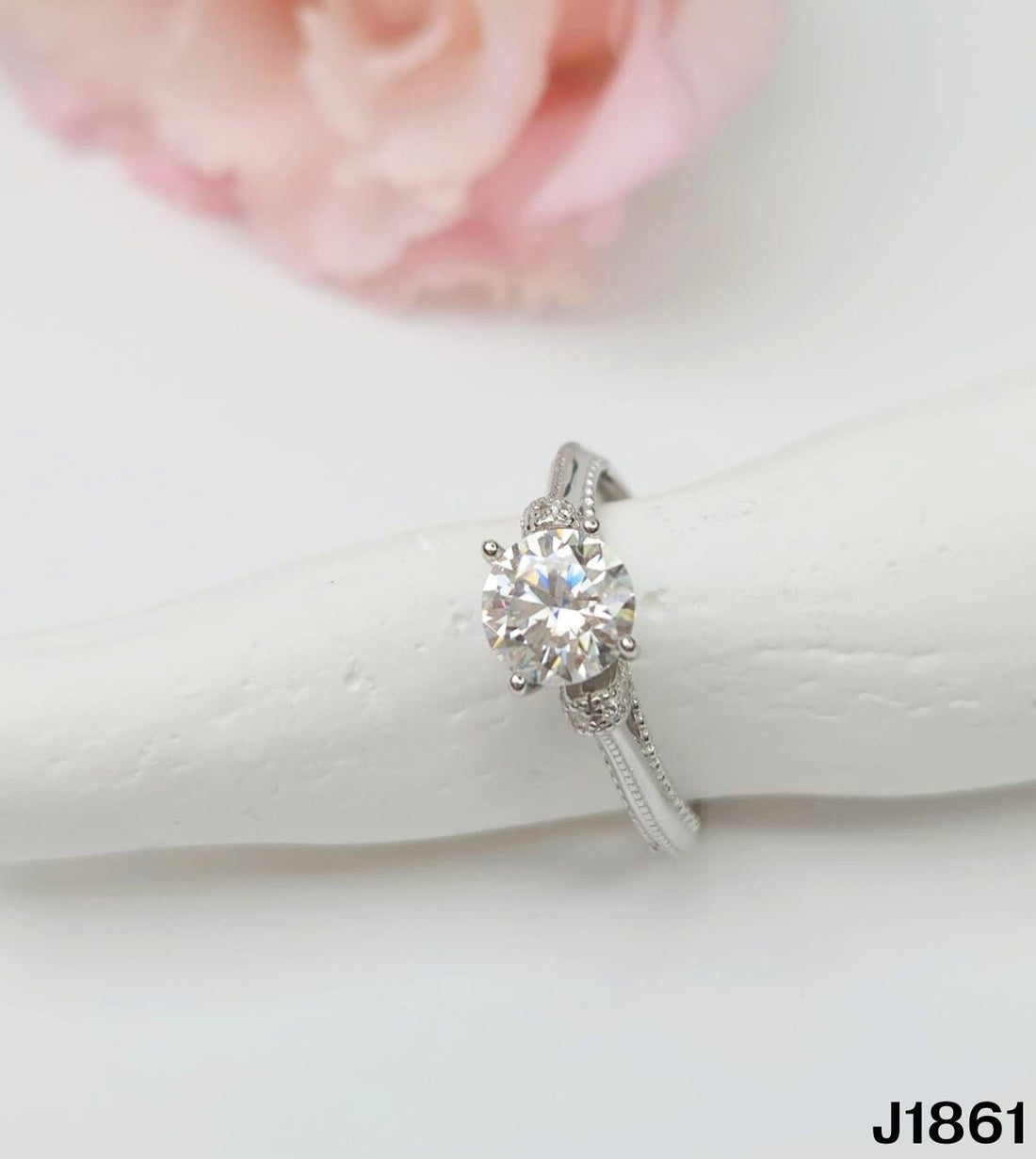 S925銀 莫桑鑽戒指 J1861-1Ct【SS751】