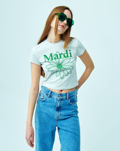 韓國 Mardi Mercredi CROPPED TSHIRT FLOWERMARDI