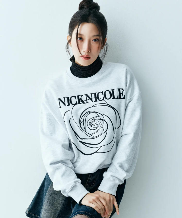 韓國 Nick Nicole VOLUME NICOLE ROSE SWEATSHIRT【NN040】