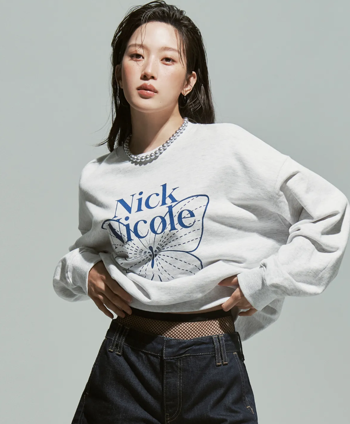 韓國 Nick Nicole BUTTERFLY SIGNATURE SWEATSHIRT【NN041】