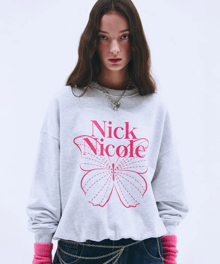 韓國 Nick Nicole BUTTERFLY SIGNATURE SWEATSHIRT【NN041】