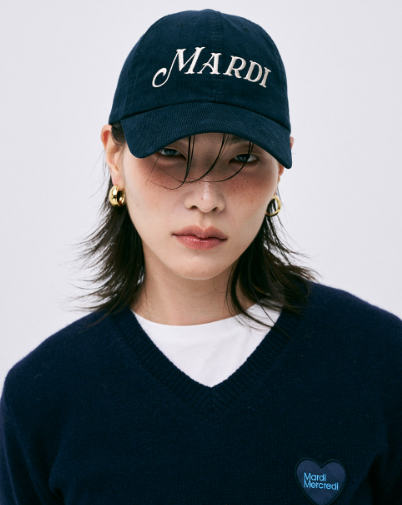 韓國 Mardi Mercredi CORDUROY BALL CAP MARDI LOGO - STT Mall HK 靚太網購 -- Navy