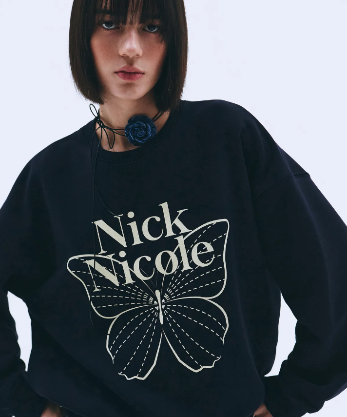 韓國 Nick Nicole BUTTERFLY SIGNATURE SWEATSHIRT【NN041】