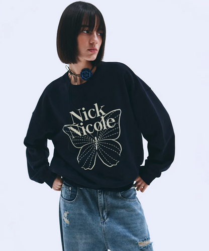 韓國 Nick Nicole BUTTERFLY SIGNATURE SWEATSHIRT【NN041】