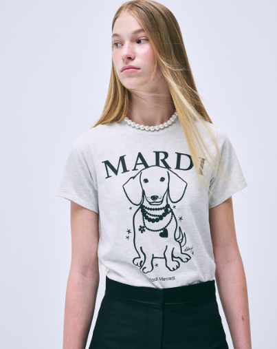 韓國 Mardi Mercredi SLIM TSHIRT SWING THE TAIL DDANJI PEARL NECKLACE