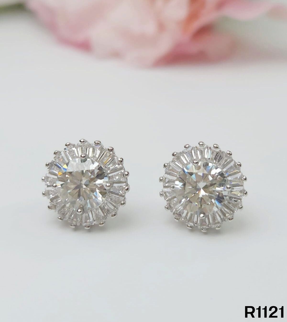 S925銀 莫桑鑽耳釘 R1121-1Ct【SS801】