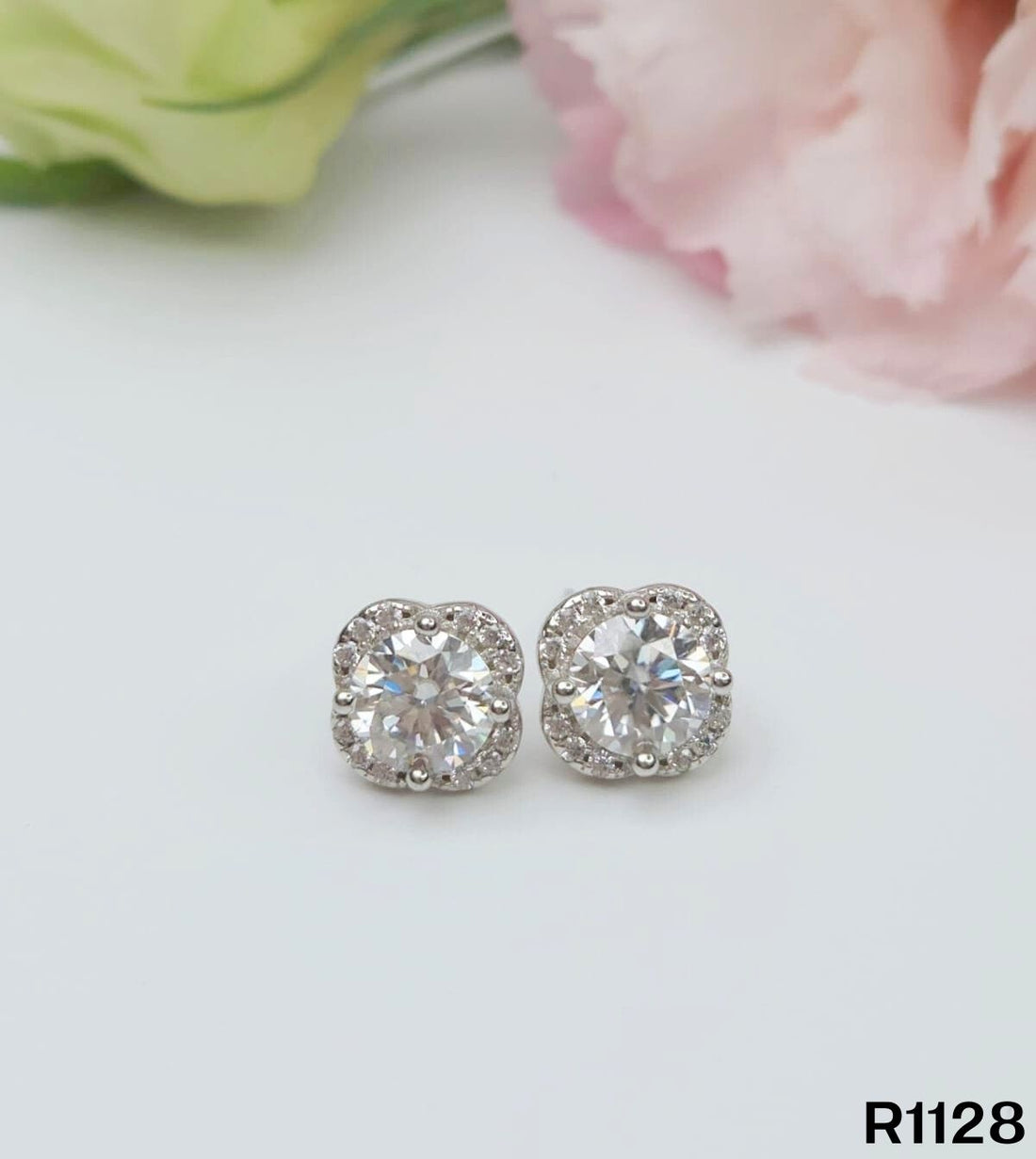 S925銀 莫桑鑽耳釘 R1128-2Ct【SS811】