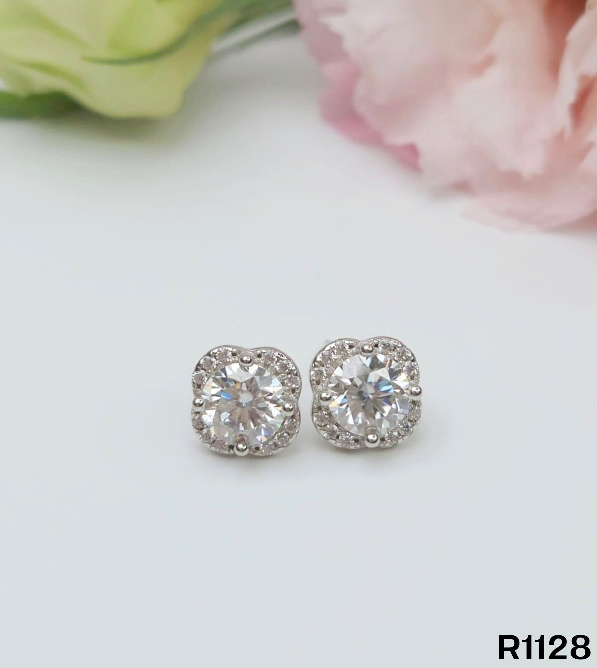 S925銀 莫桑鑽耳釘 R1128-2Ct【SS811】