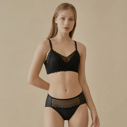 Comfort Lab Hook-And-Eye Triangle Ethnic Lace Bralette【LL040】