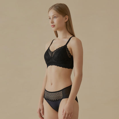Comfort Lab Hook-And-Eye Triangle Ethnic Lace Bralette【LL040】