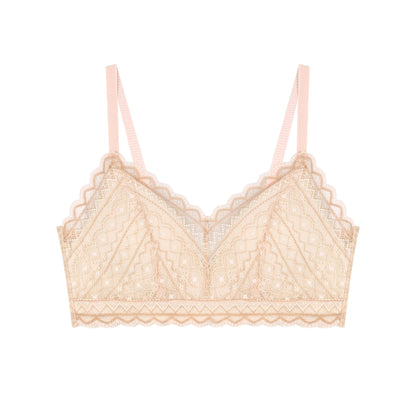 Comfort Lab Hook-And-Eye Triangle Ethnic Lace Bralette【LL040】