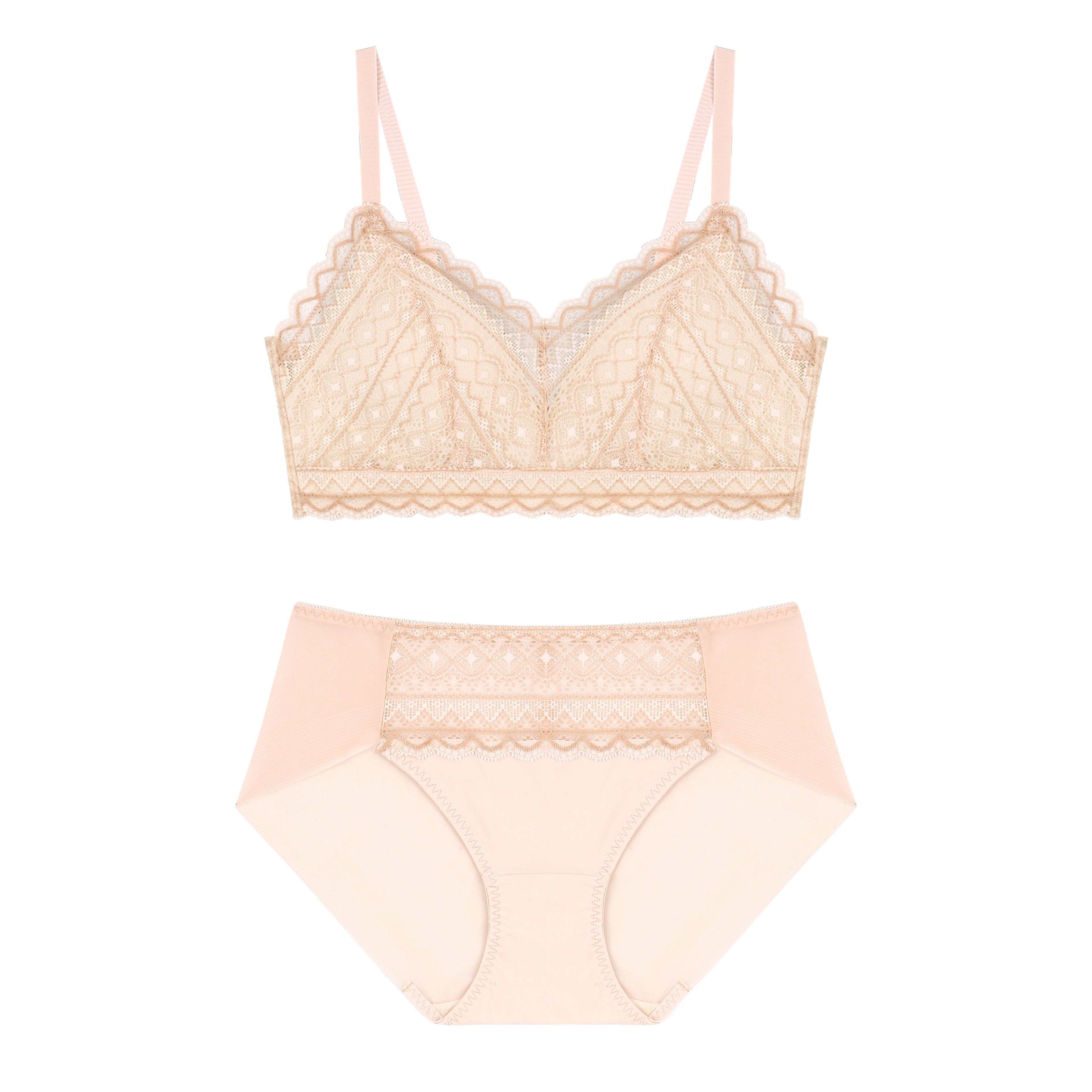 Comfort Lab Hook-And-Eye Triangle Ethnic Lace Bralette【LL040】