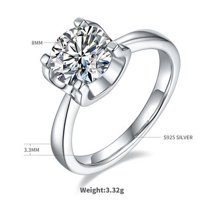 莫桑石 M041 經典牛頭S925銀鍍白金莫桑鑽女戒2.0克拉D級【SM1129】