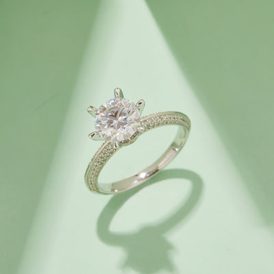 莫桑石 M13D 半壁江山S925銀鍍白金莫桑鑽女戒2.0克拉D級【SM1130】