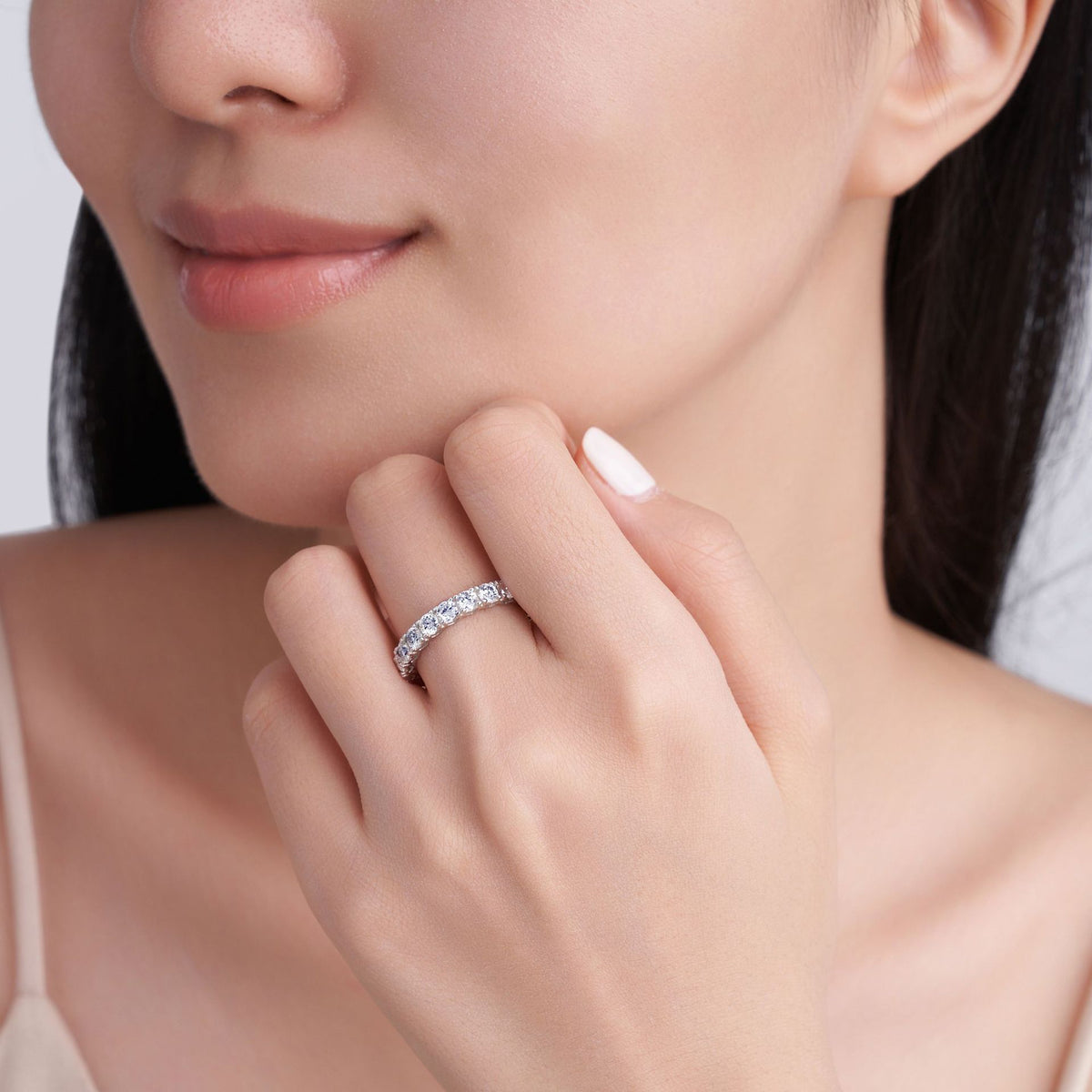 莫桑石 DF53M S925銀鍍18K金滿鑲莫桑鑽愛的守護排戒【SM1131】