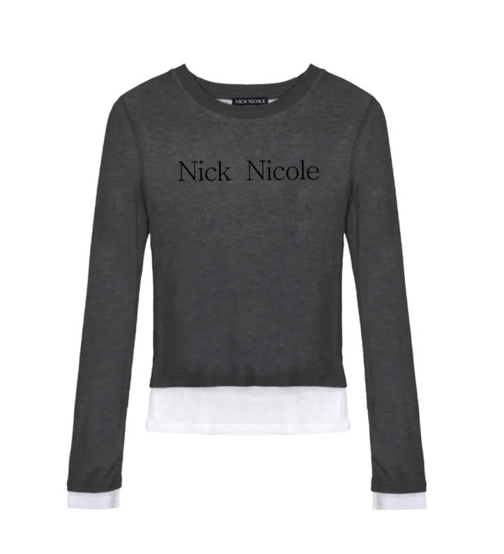 韓國 Nick Nicole DOUBLE LAYERED LONG SLEEVE TOP【NN128】