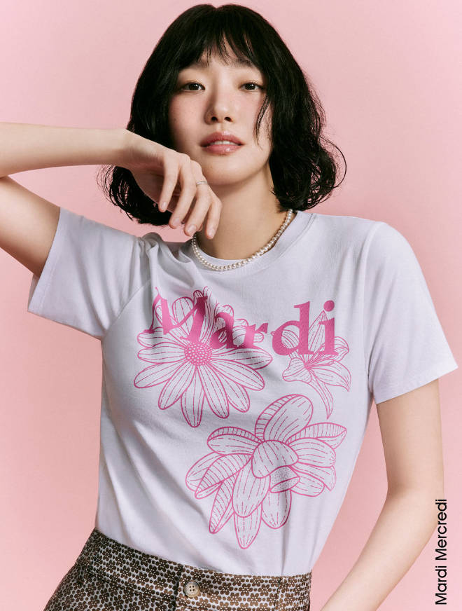 韓國 Mardi Mercredi SLIM TSHIRT TRIPLE FLOWER【MM008】 - STT Mall HK 靚太網購