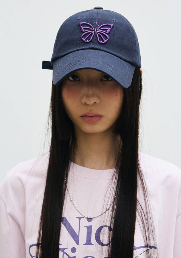 韓國 Nick Nicole VINTAGE BUTTERFLY BLINK BALL CAP【NN007】