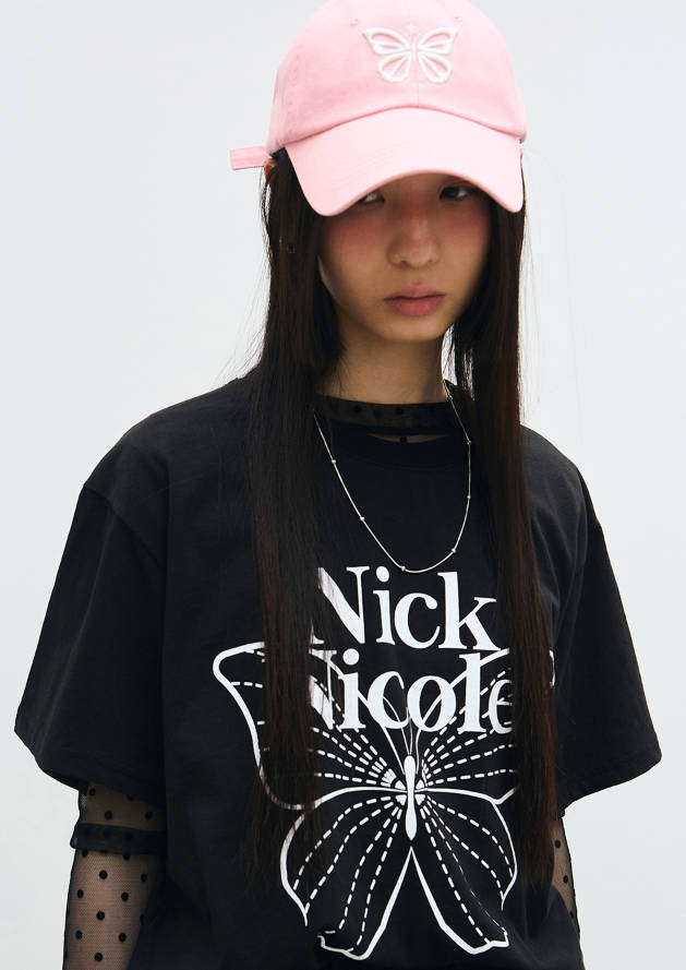 韓國 Nick Nicole VINTAGE BUTTERFLY BLINK BALL CAP【NN007】