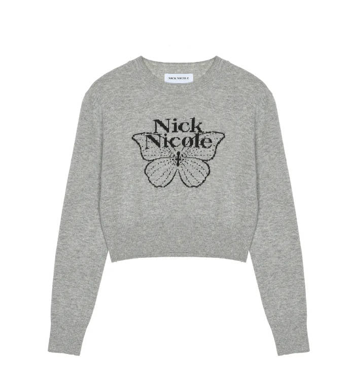 韓國 Nick Nicole CASHMERE BUTTERFLY SIGNATURE CROP KNIT【NN085】