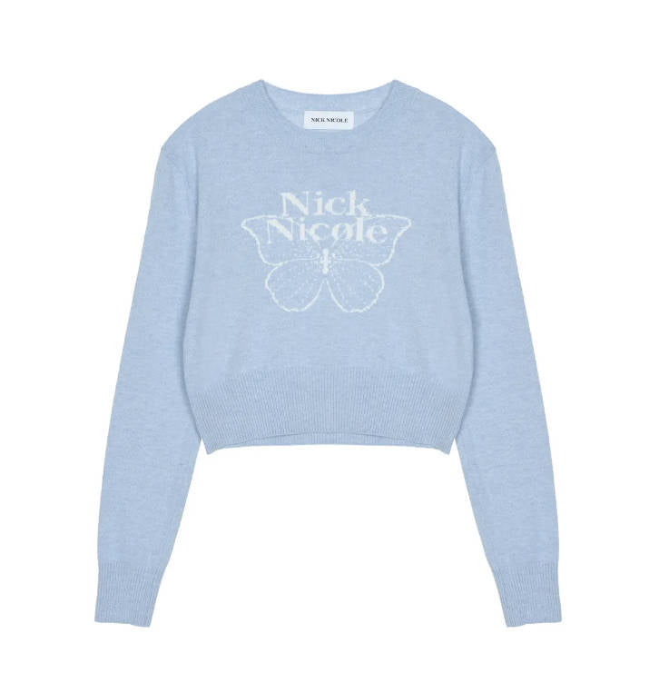 韓國 Nick Nicole CASHMERE BUTTERFLY SIGNATURE CROP KNIT【NN085】