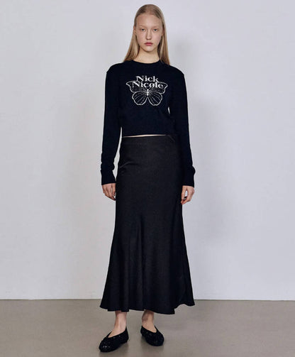 韓國 Nick Nicole CASHMERE BUTTERFLY SIGNATURE CROP KNIT【NN085】