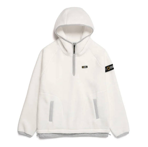 【現貨】韓國 National Geographic Woven Layered Loose Fit Fleece Half Zip Hoodie【NG400】