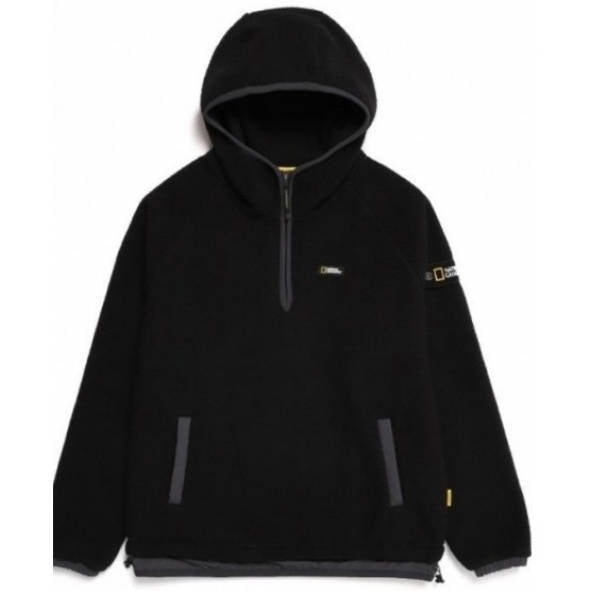 【現貨】韓國 National Geographic Woven Layered Loose Fit Fleece Half Zip Hoodie【NG400】