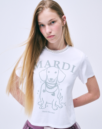 韓國 Mardi Mercredi SLIM TSHIRT SWING THE TAIL DDANJI PEARL NECKLACE