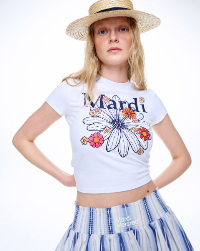 韓國 Mardi Mercredi CROPPED TSHIRT FLOWERMARDI BLOSSOM - STT Mall HK 靚太網購 -- WHITE NAVY